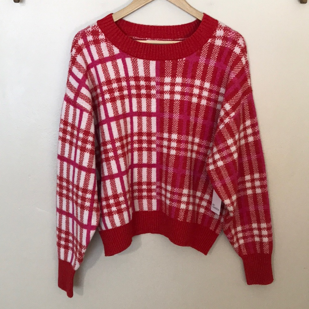 NEW‎ 89th + Madison Plaid Sweater. XL